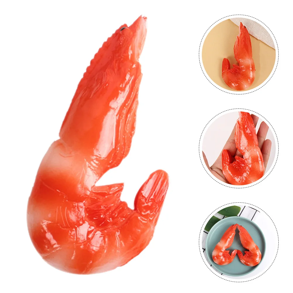 

3pcs Simulated Shrimp High Simulation Fake Food For Restaurant Decor Educational Plaything Seafood Craft Decoration