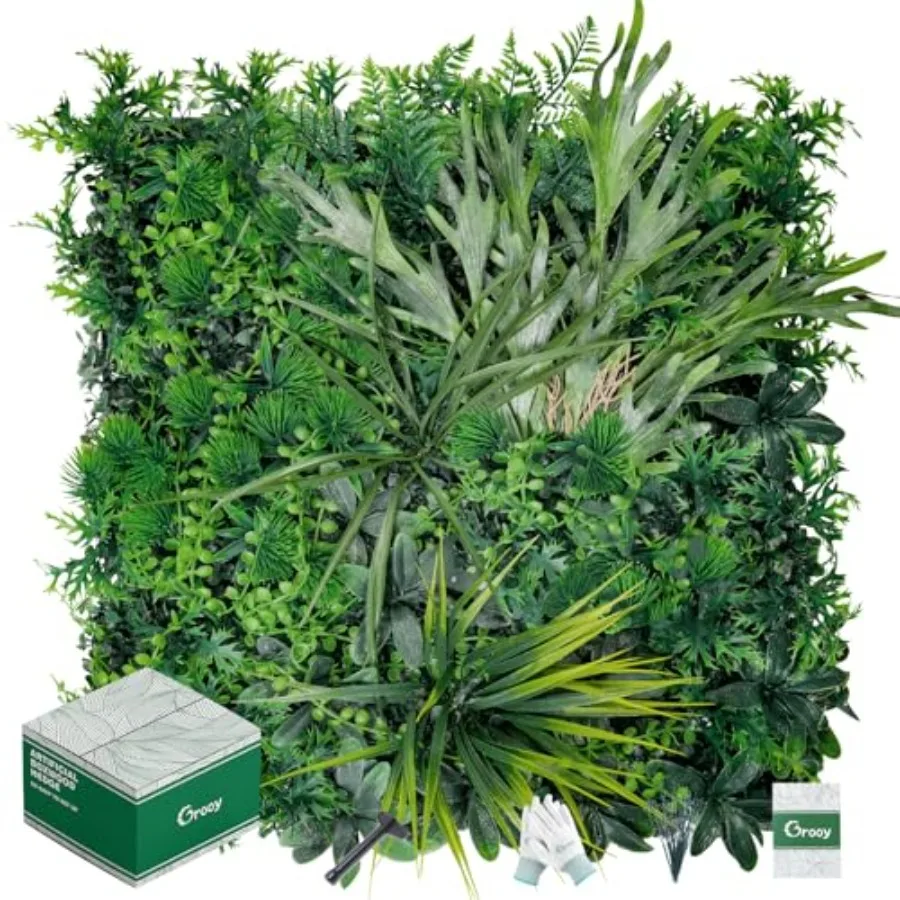 20X20 Grass Wall 12PCS Boxwood Panels UV-Protected Faux Grass Backdrop Wall Greenery Privacy Hedge Screen for Outdoor Garden Pa