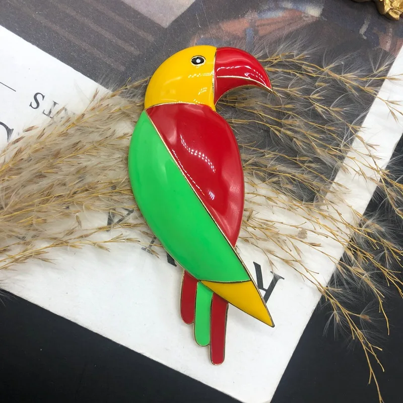 European and American colored enamel parrot brooch