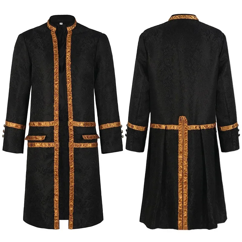 Halloween Costume  Men's Medieval New Cosplay Coat Open Jacket Steampunk Jackets For  Gothic Overcoat Victorian Clothing