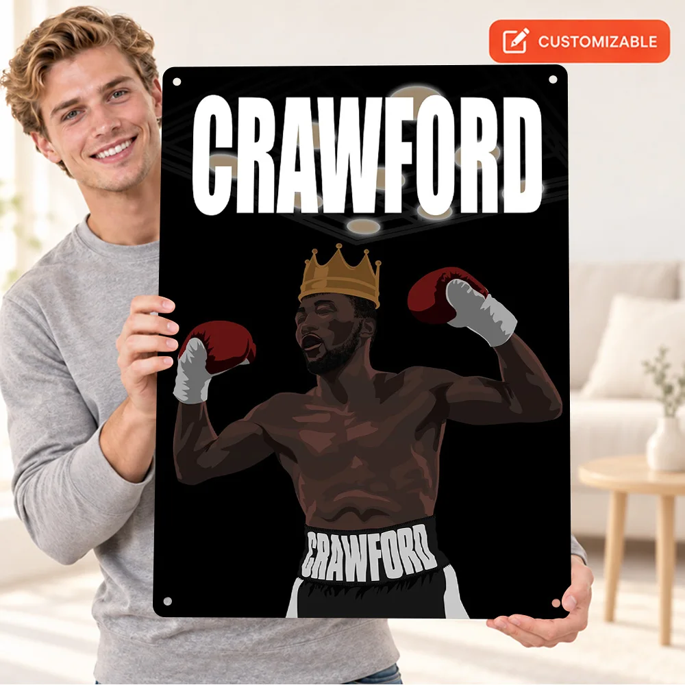 Terence Crawford Boxing Champion Textured Metal Poster Customized Aluminum Sign Vector Illustration Wall Art For Sports Lounge