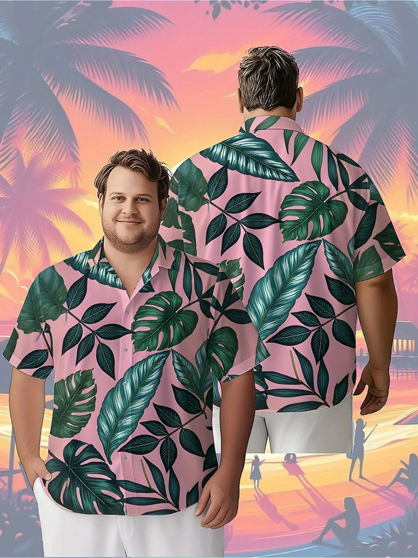 

Men's Plus Size Hawaiian Shirts Tropical Plant Prints Pattern,Unisex Baggy Aloha Shirts,summer Alternative Clothing