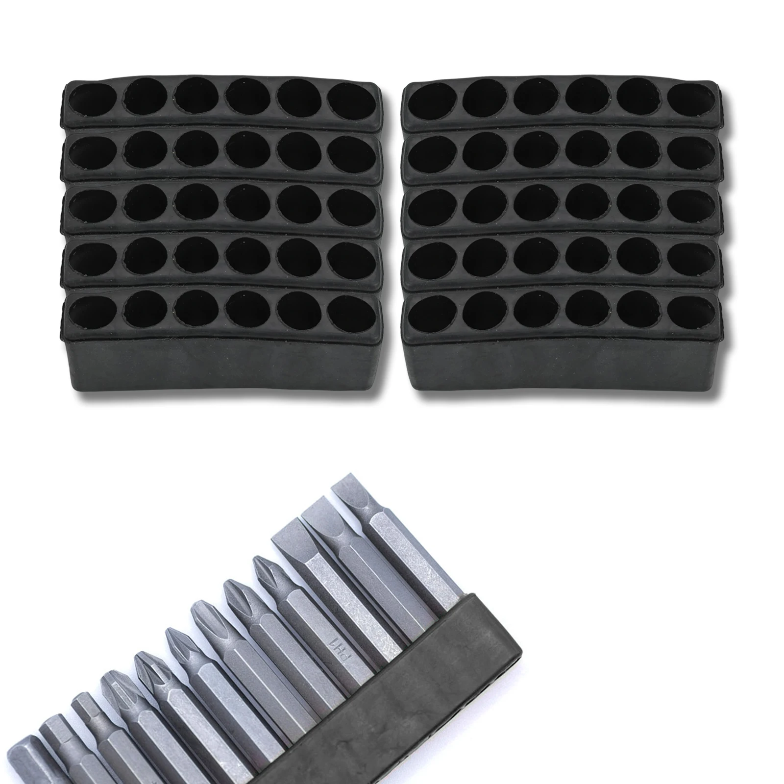 10pcs Screwdriver Bit Holder Plastic Storage Organizer 1/4 Screwdriver Drill Bit Stand 6/11 Holes Screw Driver Bits Holder