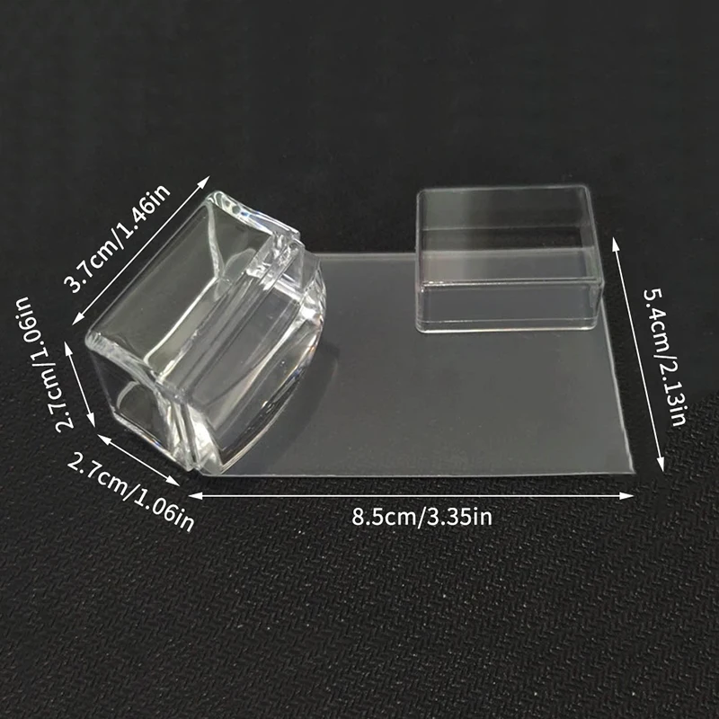 Tampon rectangulaire Transparent pour Nail Art, avec grattoir, outil de transfert de tête en Silicone, gelée claire rapide, estampage français, manucure