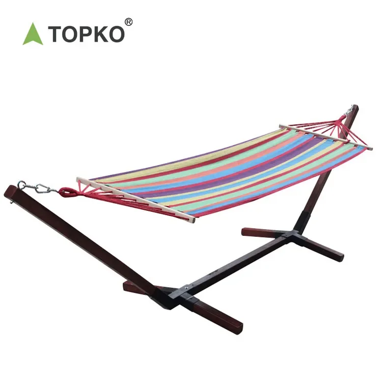 TOPKO Indoor Adult Single Hammock With Stand Outdoor Courtyard Leisure Hammock Frame Iron Pipe Hammock