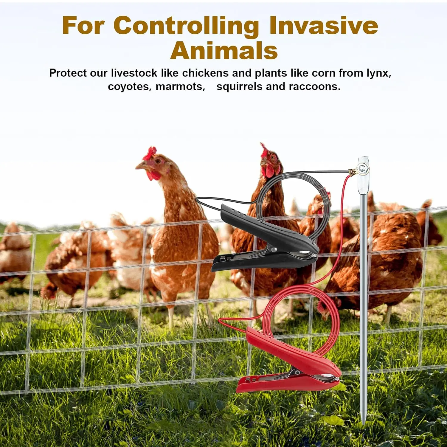 

Electronic Fence Wire Grounding Rod with Alligator Clip Connect The Energiser and Electronic Fence Charger Solar Powered