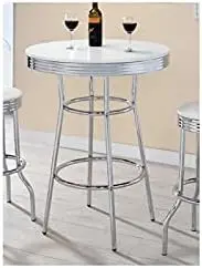 Round Pub Table in White and Chrome