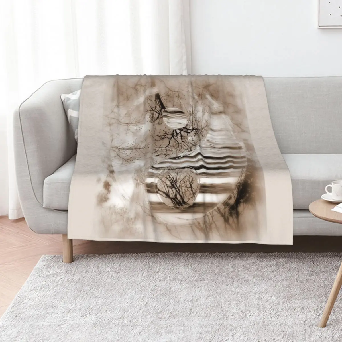 Copie de Yin Yang Softness and Transparency in Black and White Throw Blanket Luxury Quilt Winter beds Single Soft Beds Blankets