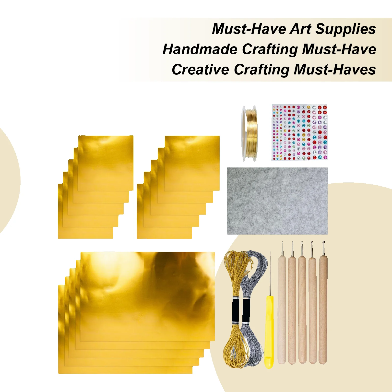 Foil Paper For Crafts Metal Embossing Art Kit Silver Shimmer Gold Crafting Accessory For Kids Adults Engraving Painting Art