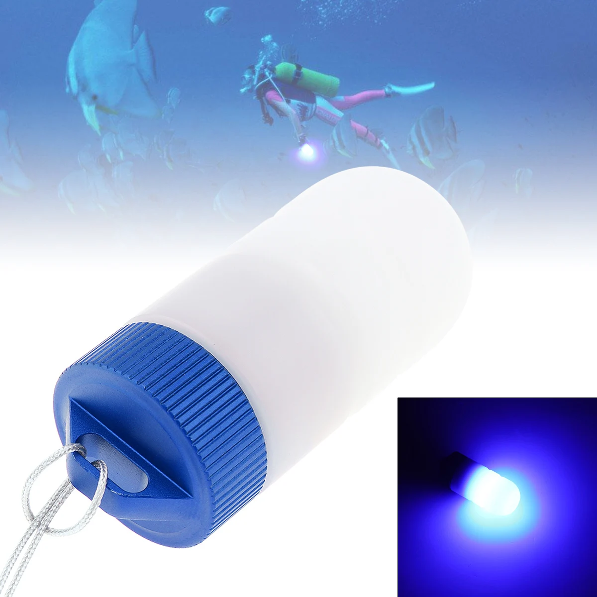 Linterna de buceo subacuática, marcador estroboscópico LED de 200m, luz de señal de buceo, lámpara de seguridad llamativa impermeable con batería,