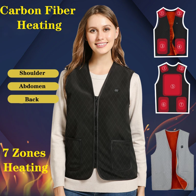 Intelligent Heated Vest Men Women Electric Heated Vest Jacket Heating Waistcoat Thermal Warm Outdoor Coat Winter USB Heater