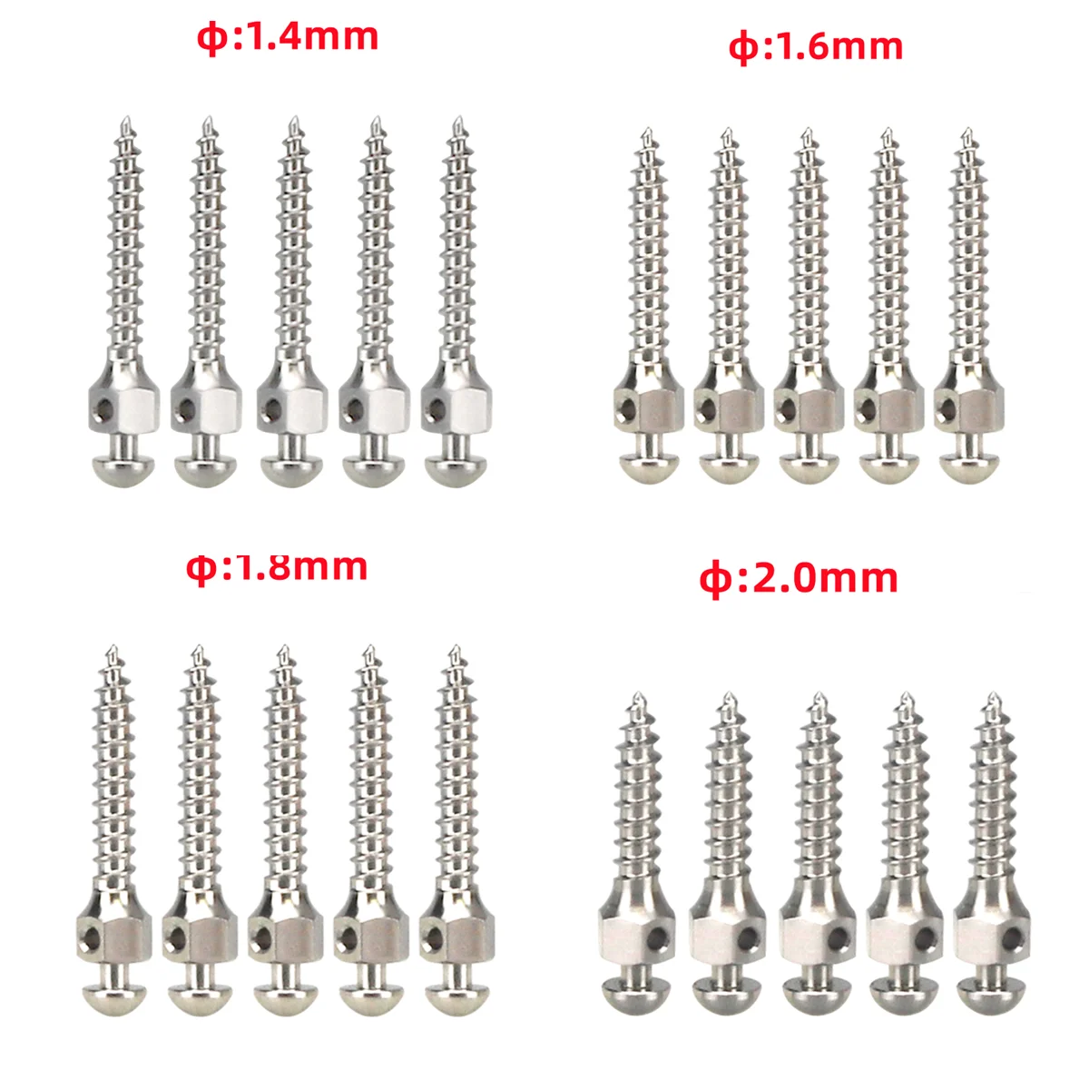 

20Pcs Dental Micro Implant Mini Screw Ortho Screwdriver Self Drilling Tool Titanium alloy 1.4mm/1.6mm/1.8mm/2.0mm