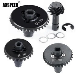 AXSPEED 24T 30T 33T+8T Steel Bevel Gear Set Overdrive Underdrive Gear For Axial SCX10 II AR44 AR45 1/10 RC Crawler Car Parts