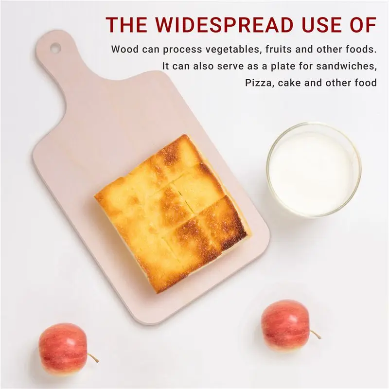 ABJI-24 Pieces Christmas Mini Wooden Cutting Board With Handle Unfinished Wood Paddle Rectangle Chopping Board Tray Cutouts