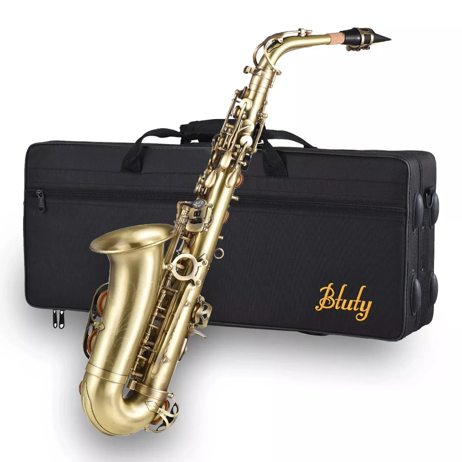 

High Grade Antique Finish Bend Eb E-flat Brass Alto Saxophone with Case