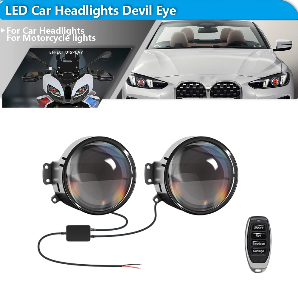 

Dynamic LED Car Headlights Devil Eye LED Car Light Headlight Assembly Modified Eagle Eye Light Cars Accessory Cool Decoration