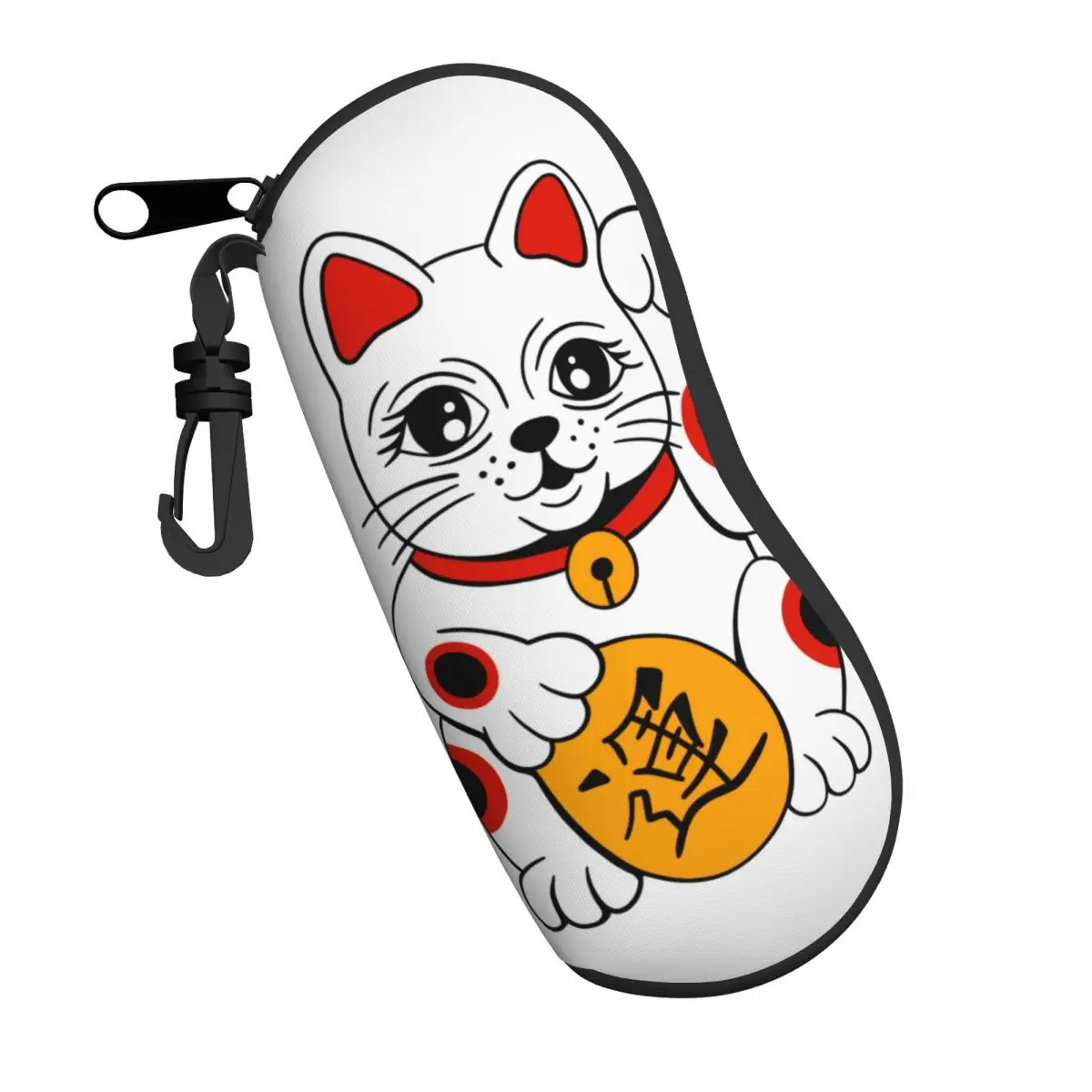 Custom Japanese  Maneki Neko Waving Lucky Cat Shell Glasses Case Unisex Travel Eyeglasses Case Sunglasses Protector Box