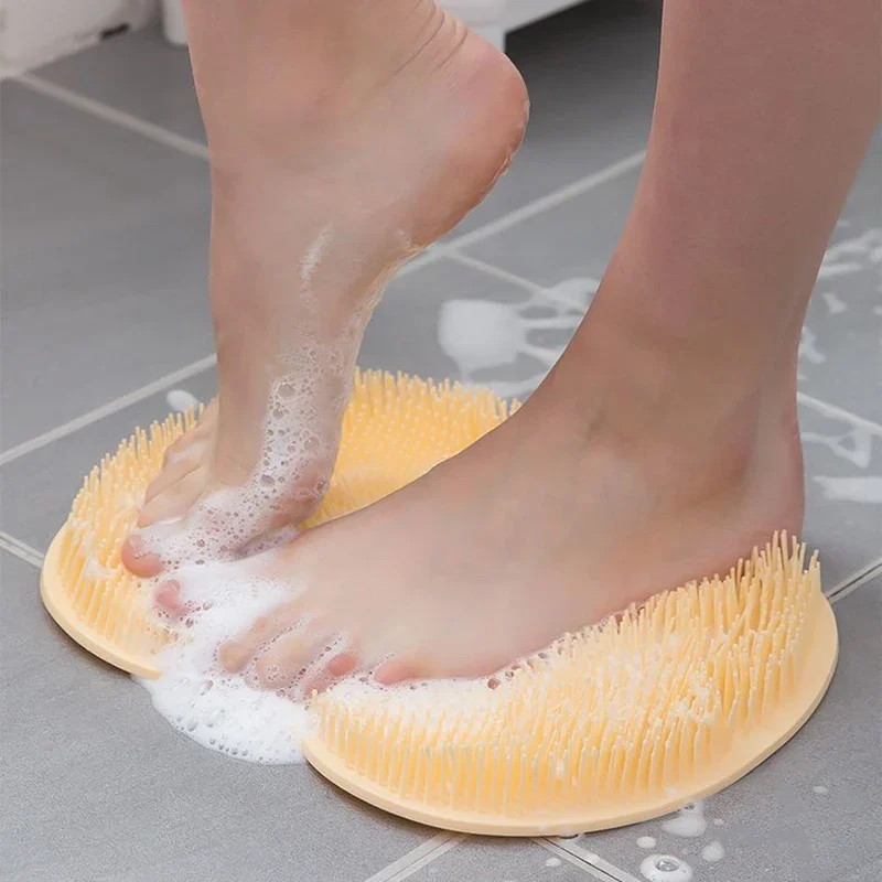 Back Scrubber Exfoliating Shower Massage Scraper Bathroom Non-slip Bath Mat Back Massage Brush Silicone Foot Wash Body Cleaning