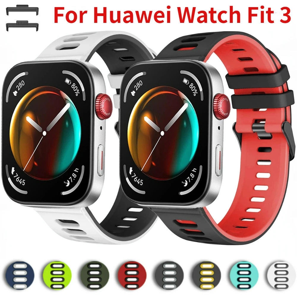 

Two-tone Silicone Strap for Huawei Watch Fit 3 Sport Watchband Replaceable Breathable Wristband for Huawei Watch Fit 3 Bracelet