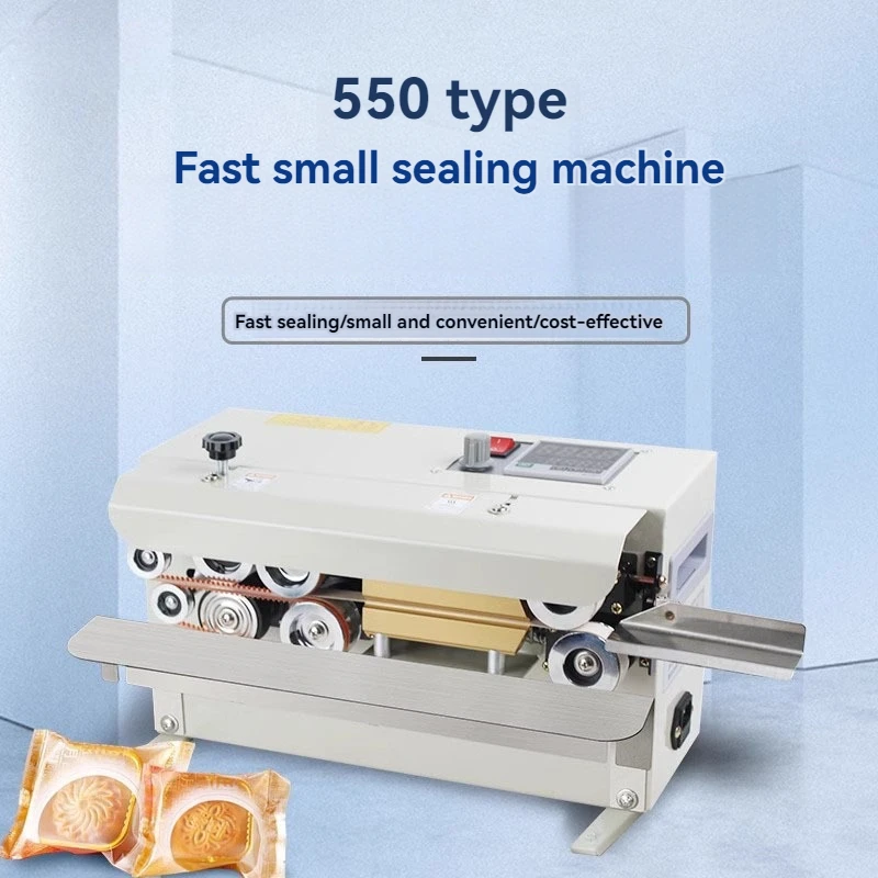 Commercial Continuous Film Band Sealer Plastic Mooncake Bag Fast Sealing Machine Date Batch Number Printed Sealer