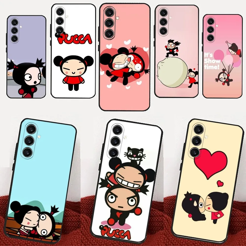 Cartoon P-Pucca Garu  Phone Case For Samsung Galaxy A13,21s,22,31,32,52,53,71,80,91 Black Soft Cover