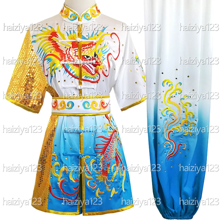 

Одежда с вышитым драконом ушу, наряд Чанцюань, униформа кунг-фу, одежда Taolu для женщин, девочек, детей, мальчиков, взрослых, унисекс