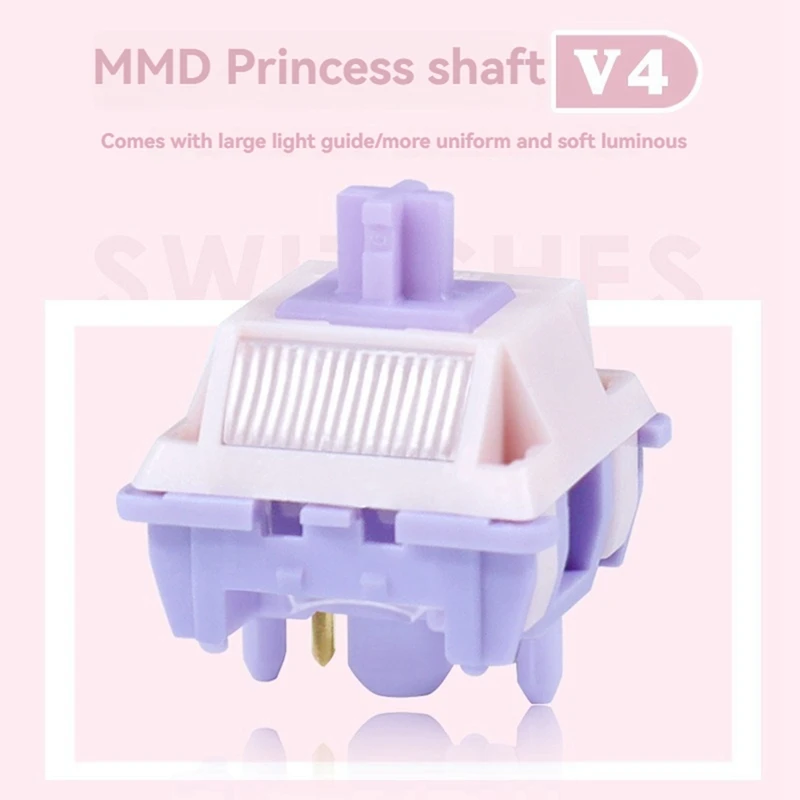 70PCS MMD Princess V4 Switch 5 Pin Linear Axis Body Switches Hot-Swap 28G For DIY Mechanical Keyboard