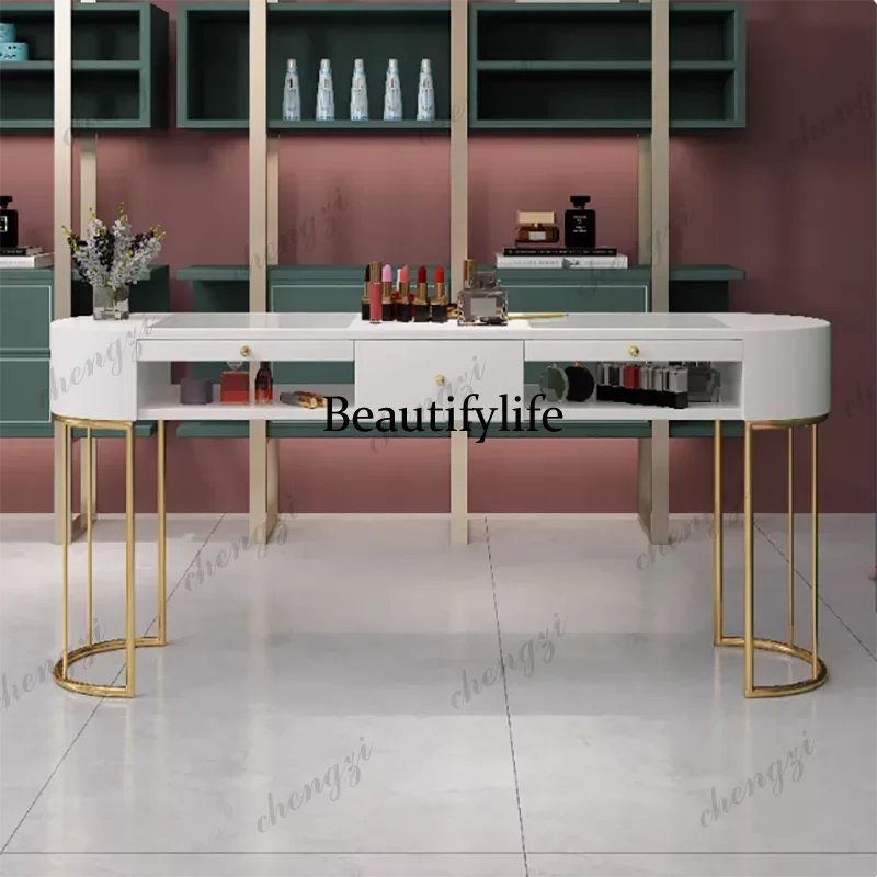 Y136 Nail art table and chair set Nordic economical single and double nail art table paint wrought iron