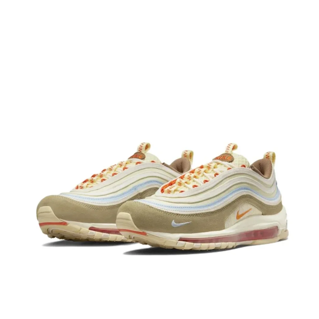 حذاء Nike New Air Max 97 Low للرجال والنساء، حذاء رياضي مريح وجيد التهوية، مبطن ومقاوم للتآكل، بني