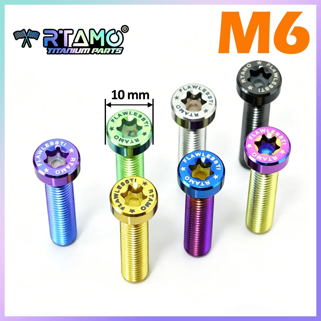 RTAMO Gr5 Titanium Alloy Bolt M6x12/15/20/25/30/35/40/45mm for Motorcycle Bicycle Modified Screw