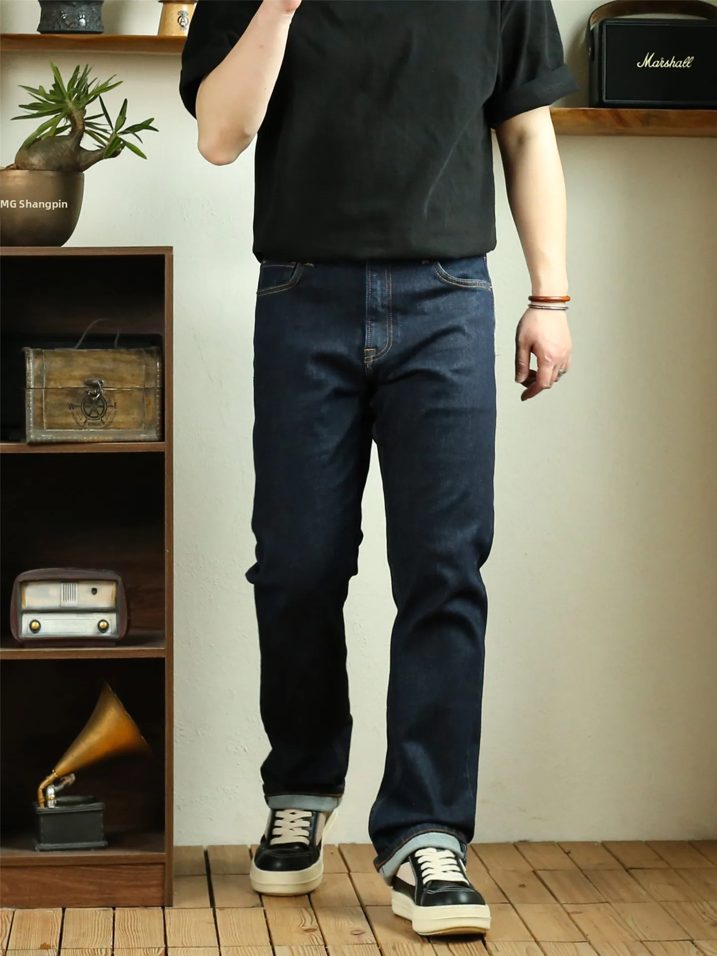 

Original Color 50 Slim Fit Straight Leg Men's Jeans Casual Cotton Stretch Denim mid Waist Zipper Fly Comfortable Breathable