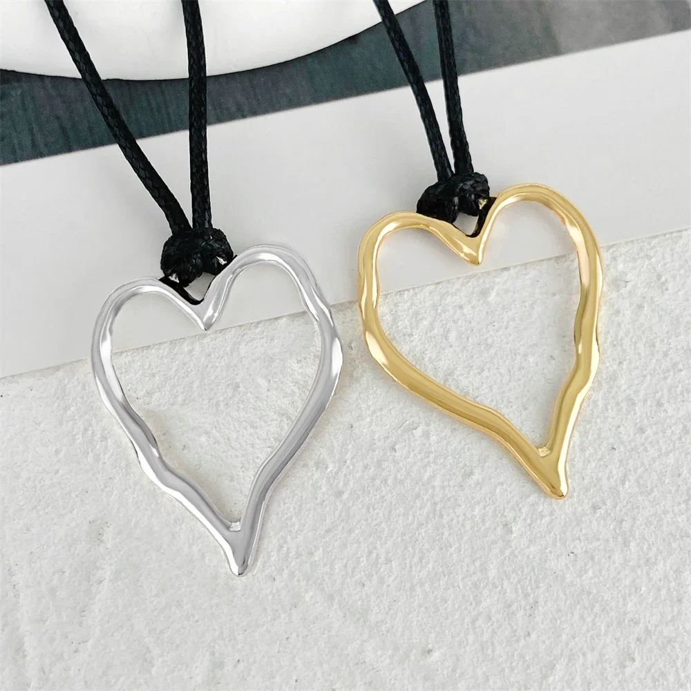 Fashion Irregular Round Love Necklace for Men Women Korean Style Geometric Oval Shaped Rope Necklace Jewelry Accessories Gift