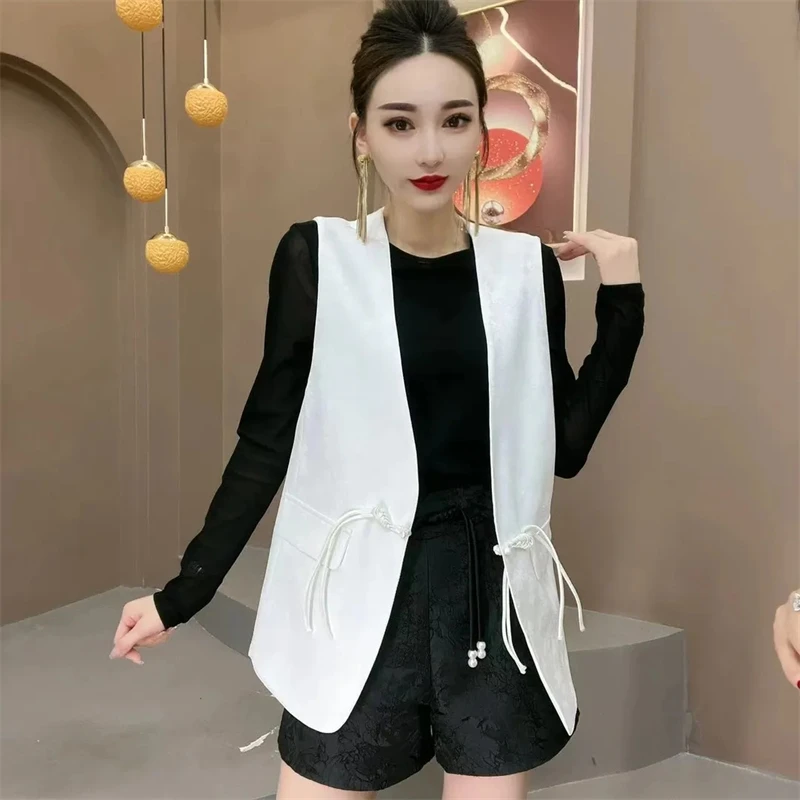 

2026 Women's Vest Coat Spring Summer Chinese Style Appear Thin Ladies Vest Versatile Leisure Lady Waistcoat