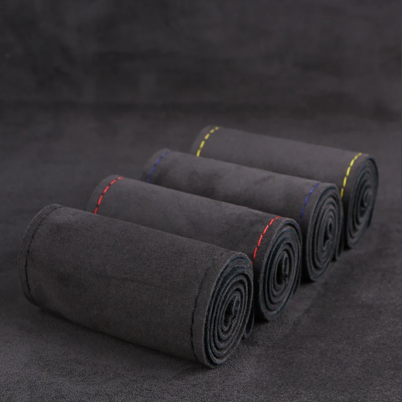 

DIY ручное шитье чехол на руль автомобиля универсальный 38 см замшевый автомобильный руль оплетка прочные автомобильные аксессуары