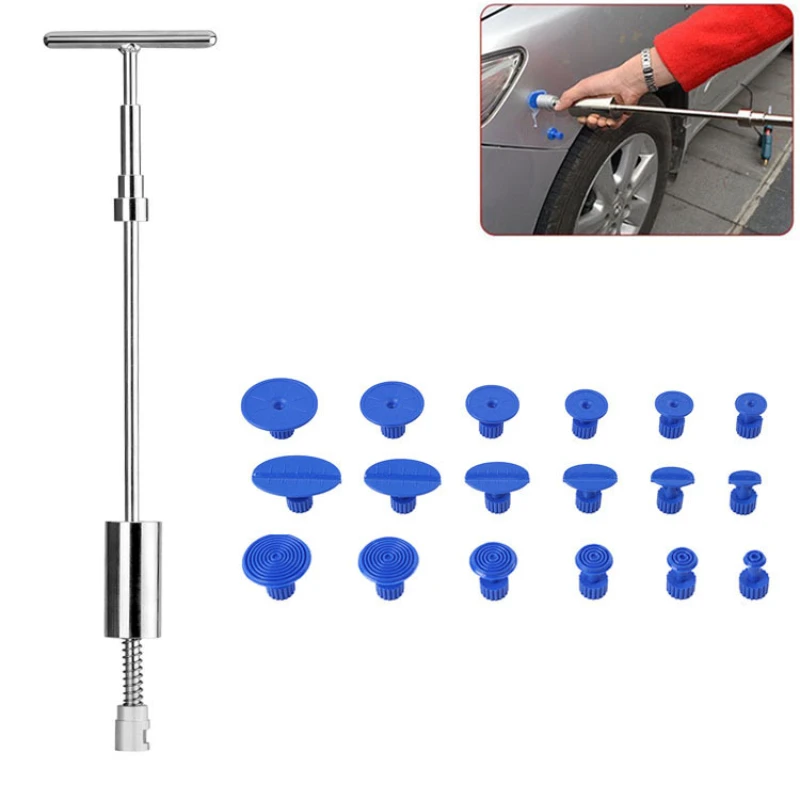 Metal Car Dent Repair Tools Auto Body Repair Dent Puller Tool Kit Slide Hammer Reverse Hammer Glue +18pcs Glue Puller 50cm 38cm