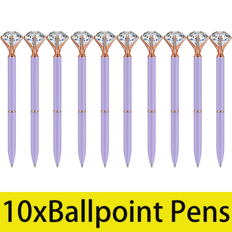 

Шариковая ручка с большими кристаллами и стразами, металлическая шариковая ручка с блестками, офисные принадлежности, подарочные ручки для рождества, свадьбы, дня рождения, 10 шт.