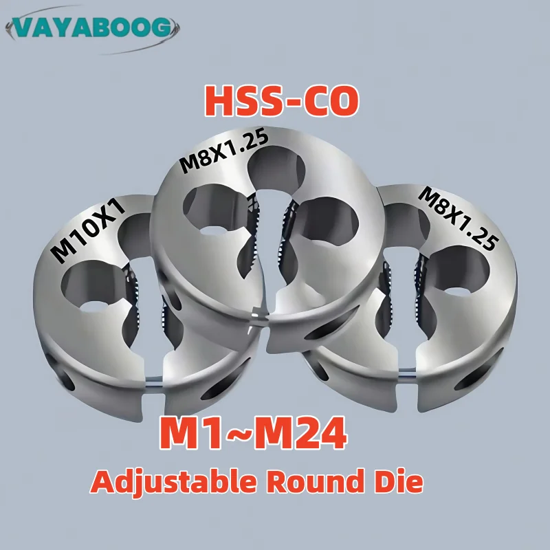 1PCS HSS-CO Metric Adjustable Thread Round Die M1.6M2M3M3.5 M4 M4.5 M5 M6 X0.2X0.3X0.4X0.5 stainless steel Screw Threading Diess