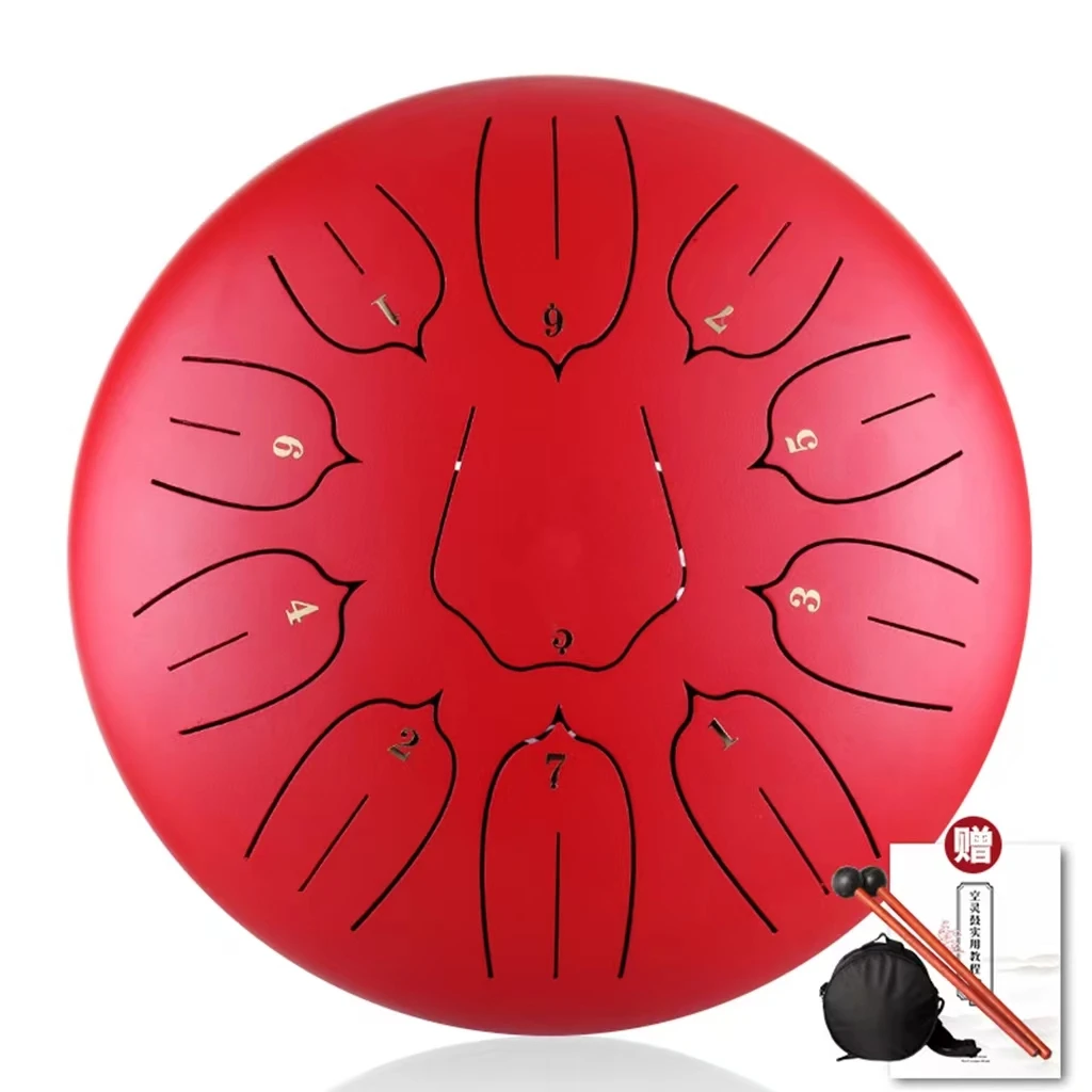 

Hooqu 12 Inch 11 Tones Handpan Tongue Drum Percussion Instrument With Bag And Drum Accessories