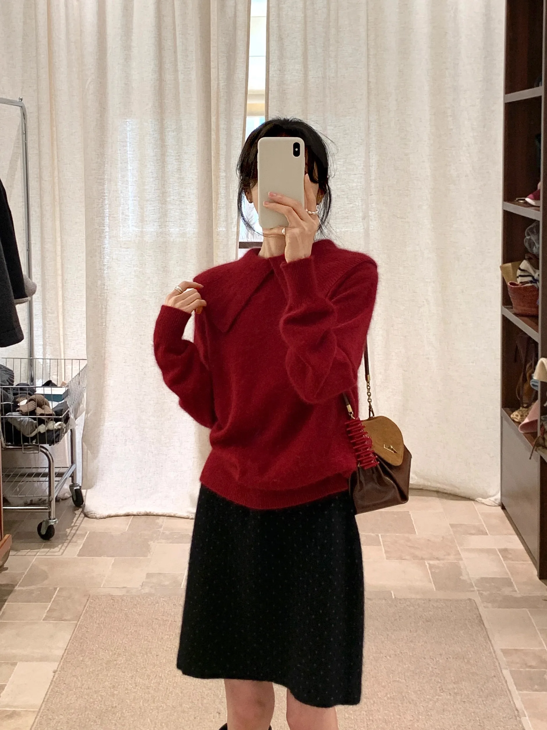 

Новый женский зимний вязаный свитер Cisas Red Doll с воротником из искусственного меха, утепленный, приталенный, с длинными рукавами