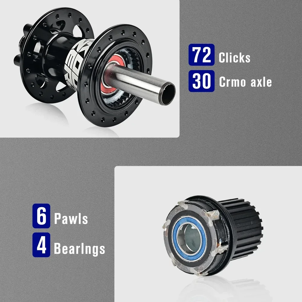 KOOZE XM490 Pro Bicycle Hubs Koozer Micro Spline 12v 32 Hole Mtb Cube 4 Bearings 6 Pawls 72Click Noise Hub for Shimano 12 Speed