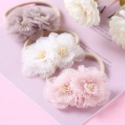 3Pcs/Set Gauze Flower Headband For Kids Girls Soft Nylon Elastic Hair Band Baby Girls Headwear Chlidren Hair Accessories