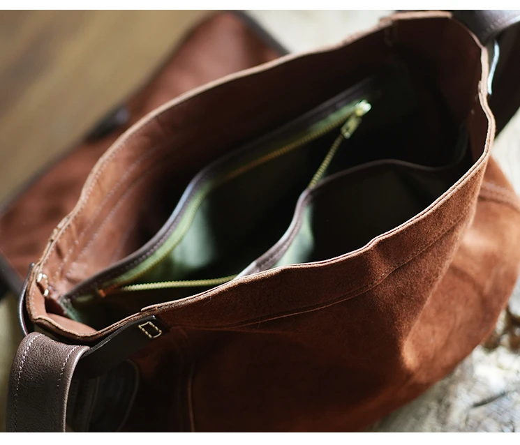 vintage luxury vegetable tanned cowhide men women's large-capacity messenger bag simple travel work genuine leather shoulder bag