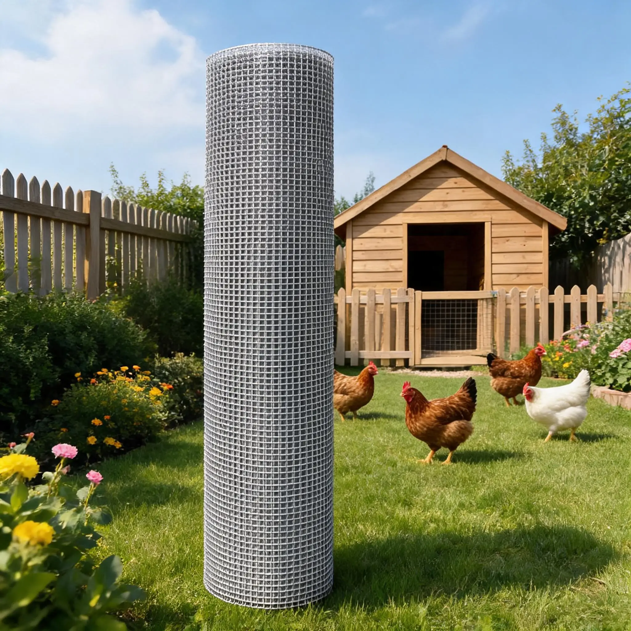 Rotolo di rete metallica zincata per recinzione per pollai, 1 m x 25 m, filo da 0,9 mm, rete metallica, tessuto metallico per giardini e recinti per animali, pollai, aiuole, recinzioni per conigli