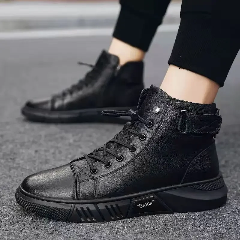 2024 Autumn New High Top Work Shoes for Men Platform Ankle Boots Fashion Quality Boots Outdoor Booties Zapatos De Hombre
