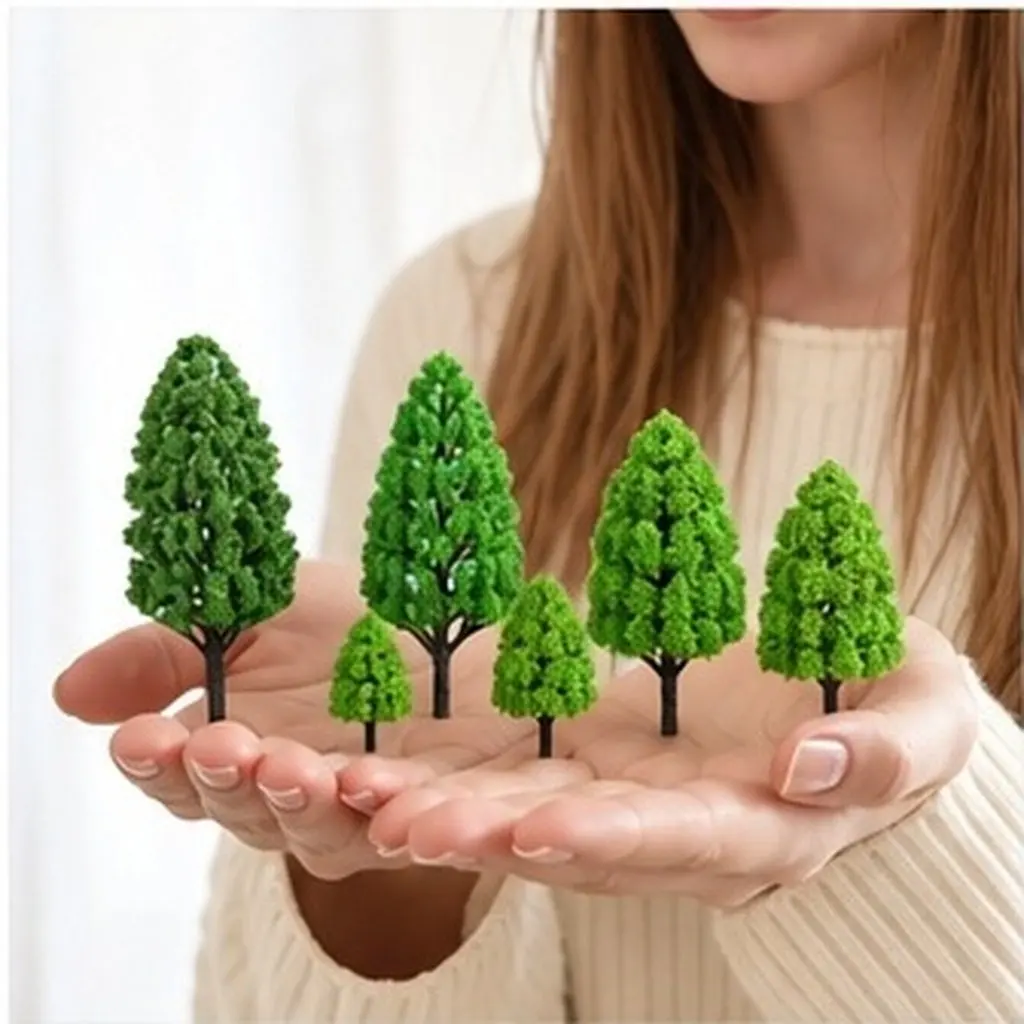 10Pcs Life-Like Micro Landscape Tree Ornaments Essential DIY Greenery Scenery Decorations for Home Party Desk Bedroom