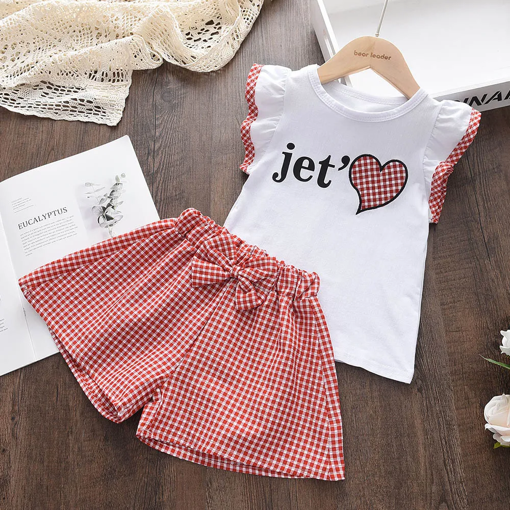 Melario Cotton Girls Clothing Sets Summer Vest Two Piece Sleeveless Children Sets Fashion Girls Clothes Suit Casual Dot Outfits