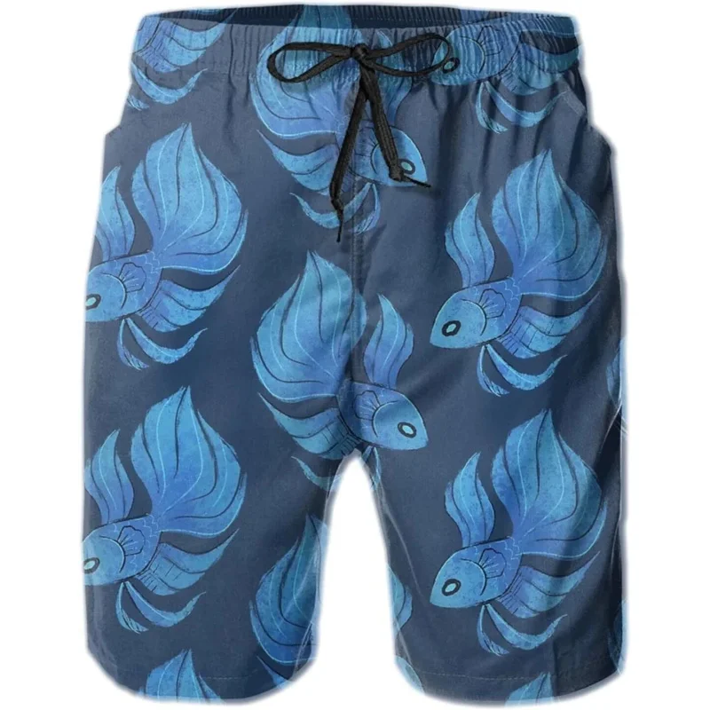 

Новинка 2025 года, мужские шорты с синей бабочкой и рыбой, мужские быстросохнущие пляжные шорты с 3D принтом для пляжного отдыха, повседневные шорты для отдыха