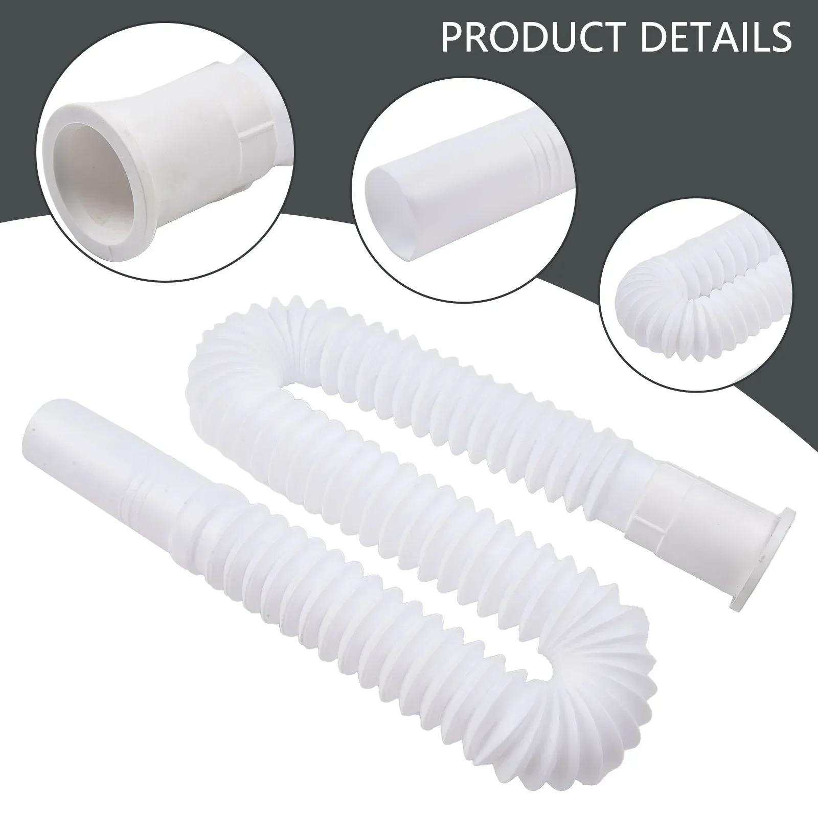 70cm Plastic Drain Pipe Waste Pipe White Pipe 32mm Adjustable Corrosion Resistant Rustproof Kitchen Versatile Tools General