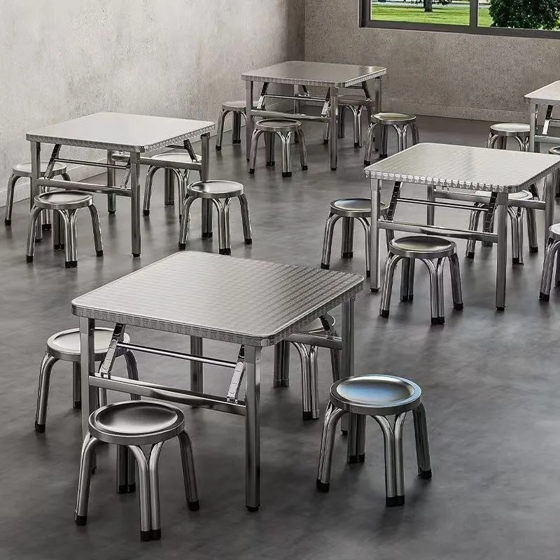 304 thickened stainless steel folding table square  household outdoor dining  canteen night market