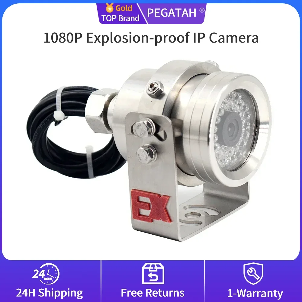 

PEGATAH 1080P IP-камера Взрывозащищенная камера видеонаблюдения IP68 Водонепроницаемая H264/H.265 Камеры видеонаблюдения с POE